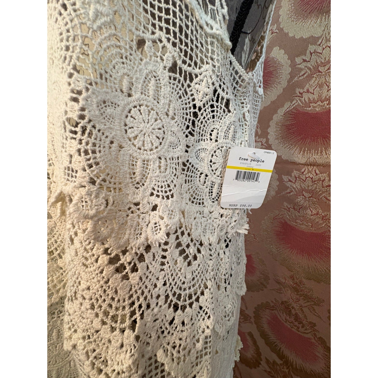 Free People Crochet Lace Tunic Top – Ivory Boho Mini Dress Cover Up