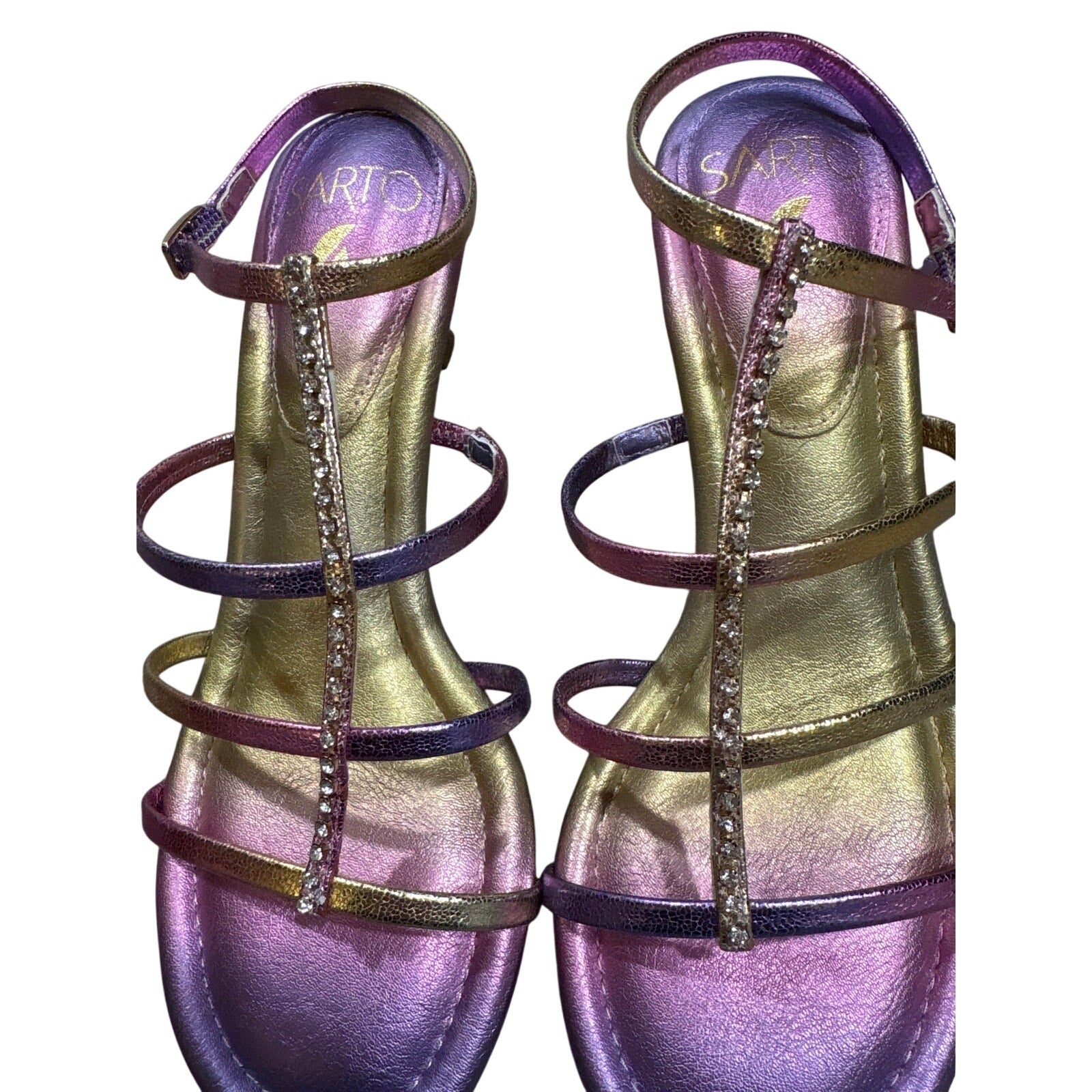 The Disco Sunset Heel – Pink Purple Ombre Metallic Sandal Heels