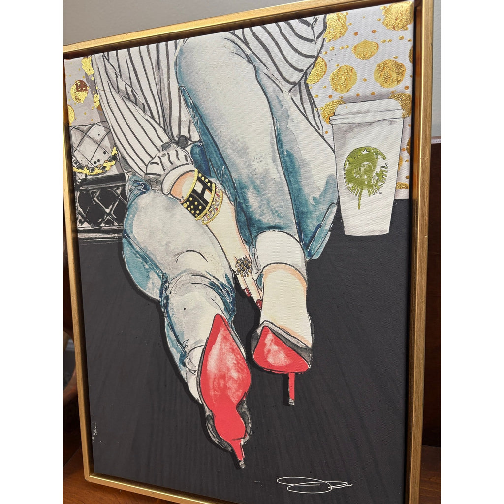 The Coffeehouse Muse Framed Canvas Wall Art