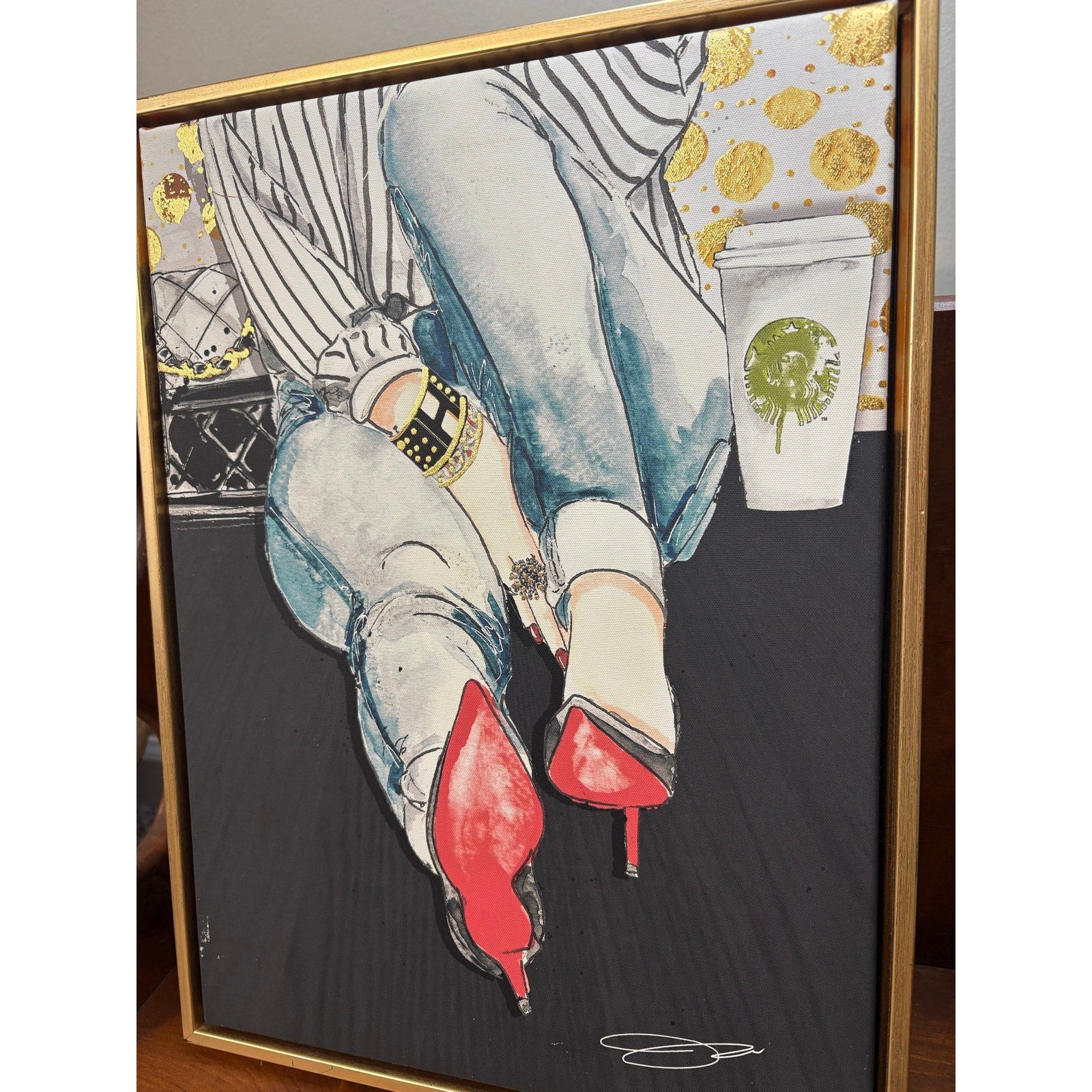 The Coffeehouse Muse Framed Canvas Wall Art