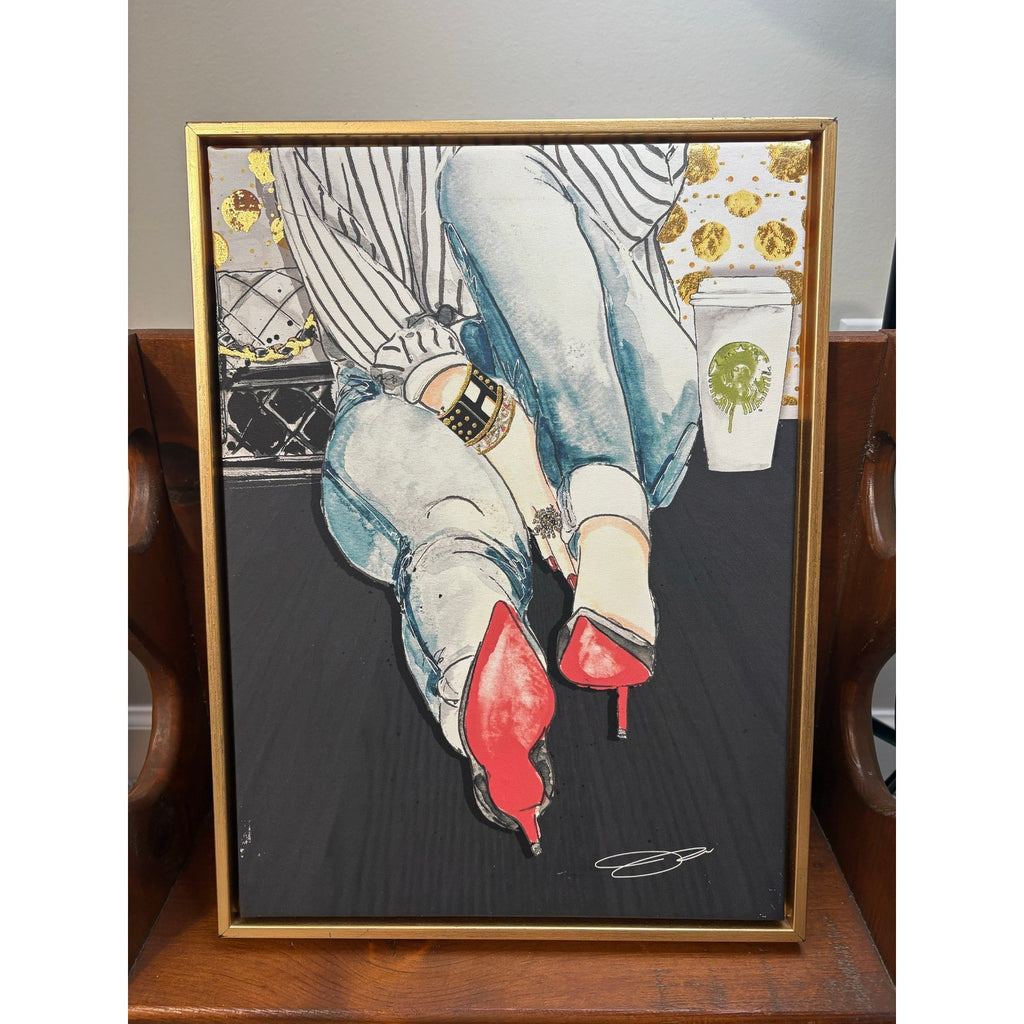 The Coffeehouse Muse Framed Canvas Wall Art