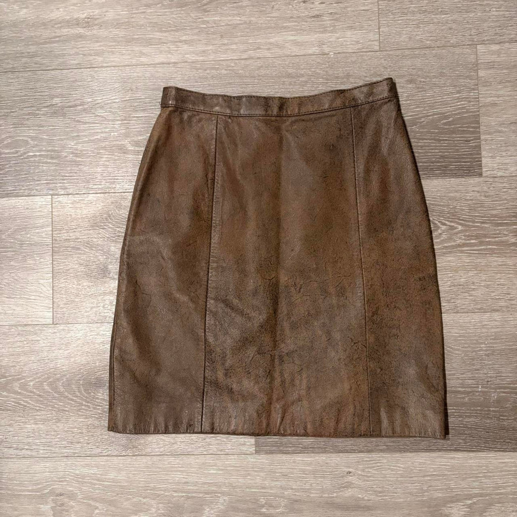 The Camel Leather Mini Skirt