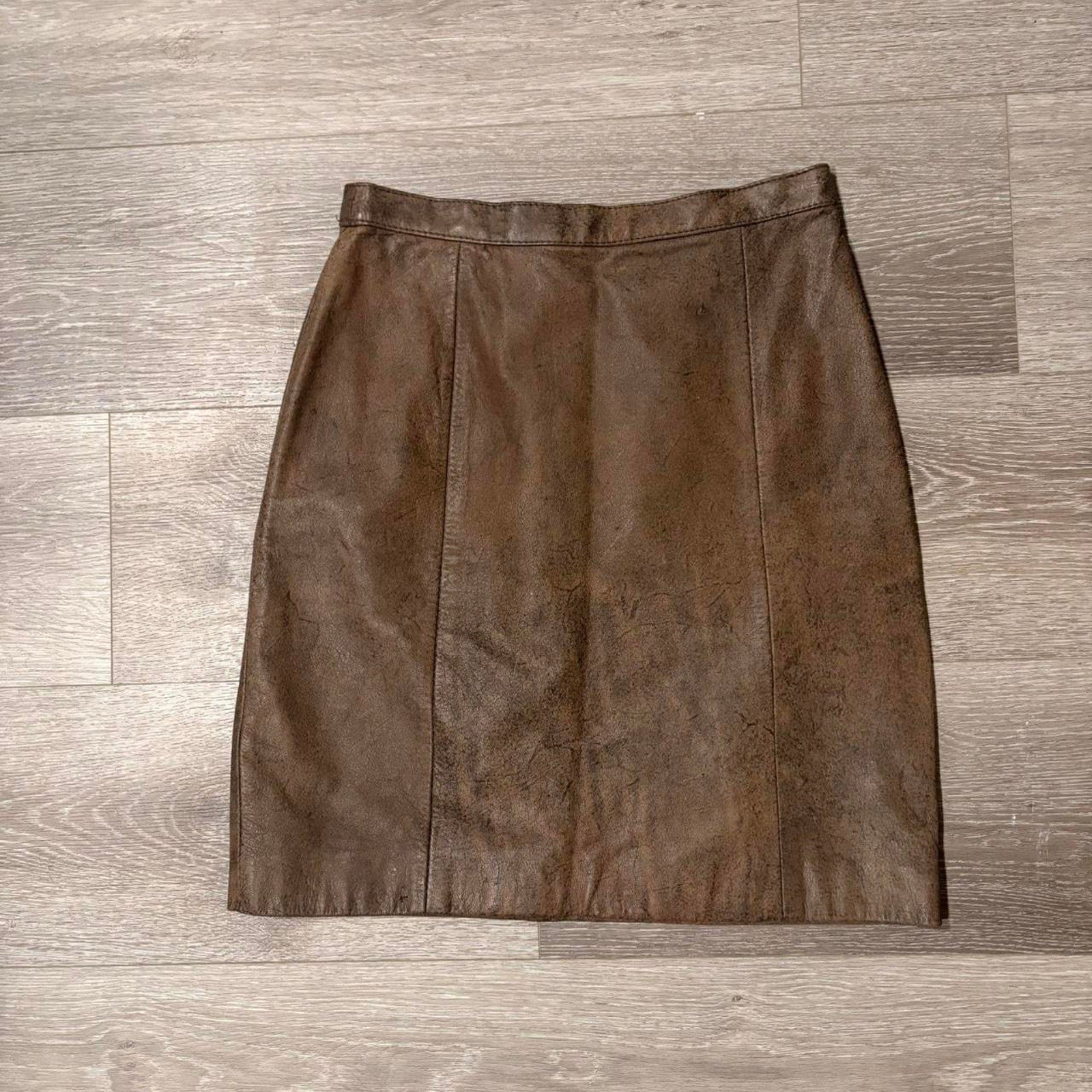 The Camel Leather Mini Skirt