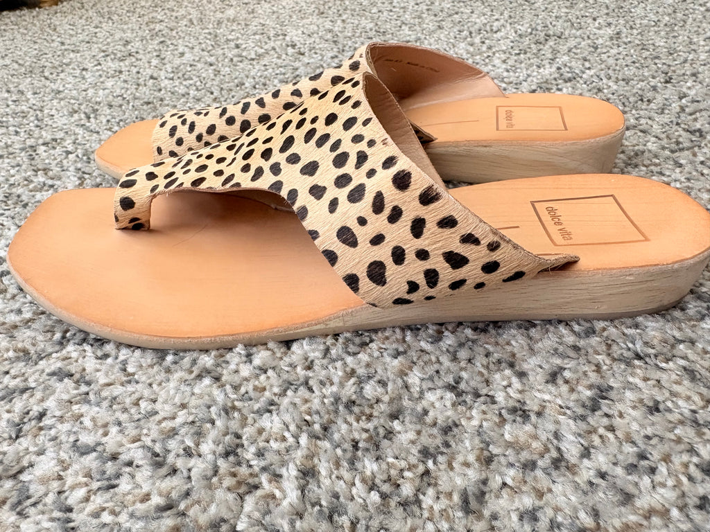 Dolce Vita Leopard Cow Hair Sandals