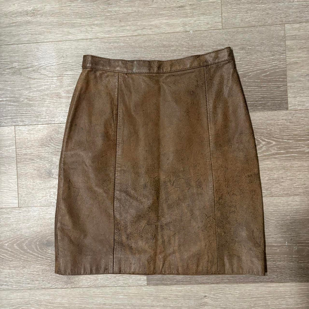 The Camel Leather Mini Skirt