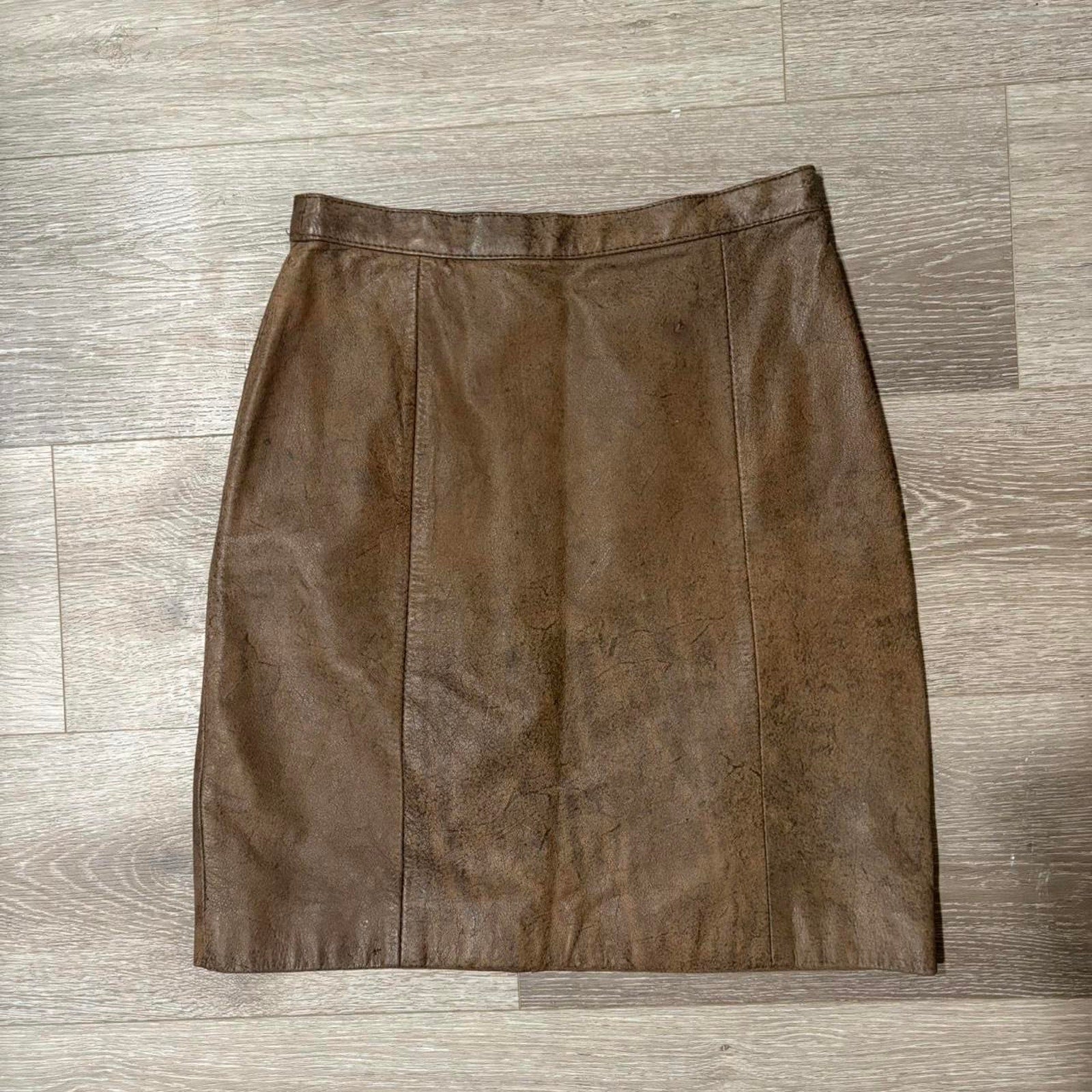 The Camel Leather Mini Skirt