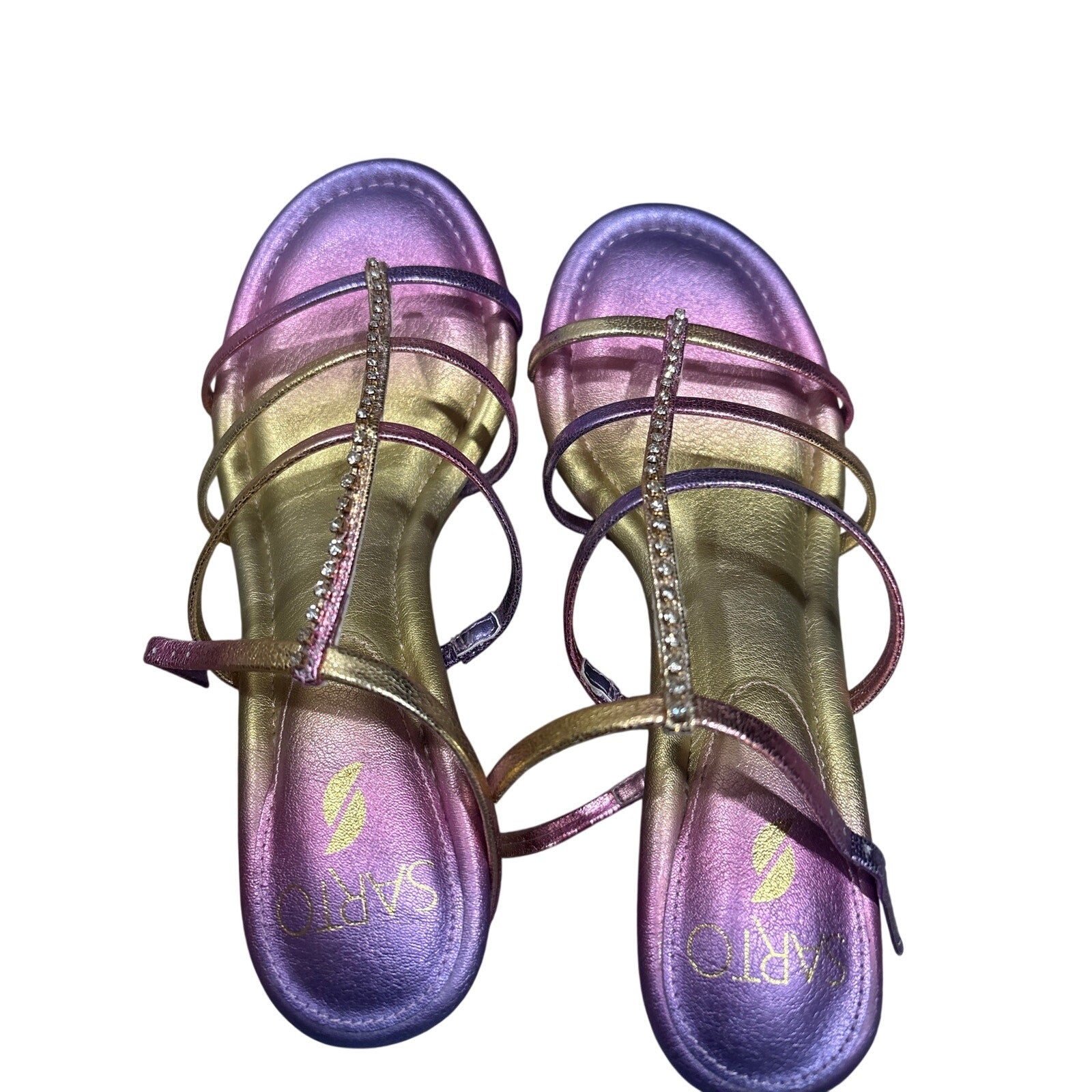 The Disco Sunset Heel – Pink Purple Ombre Metallic Sandal Heels