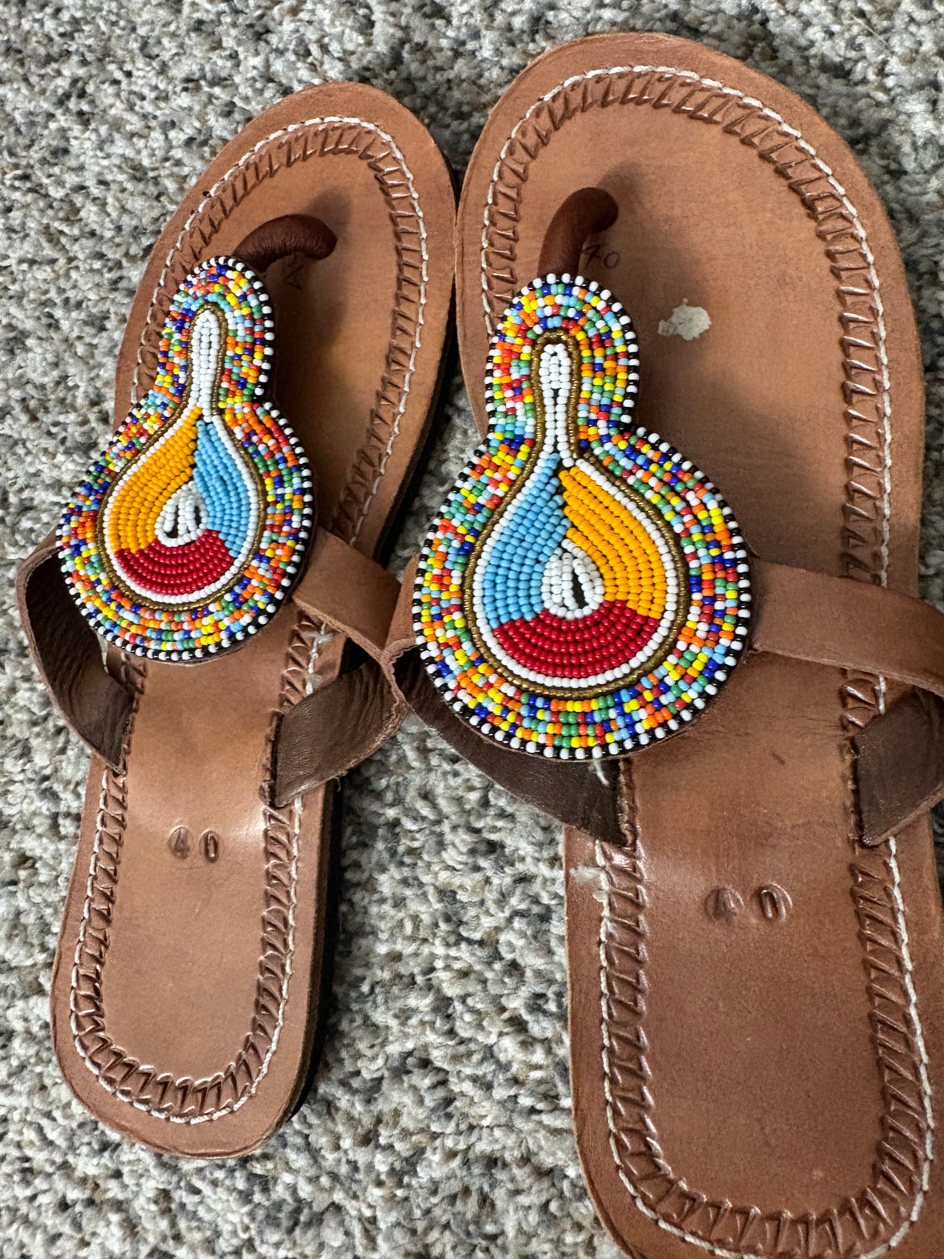 Handcrafted Maasai-Inspired Beaded Leather Sandals