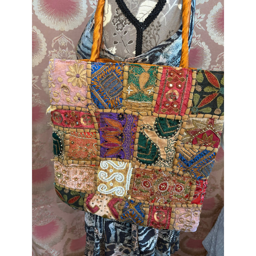 The Kaleidoscope Tote- Vintage Indian Banjara Beaded Patchwork Bag