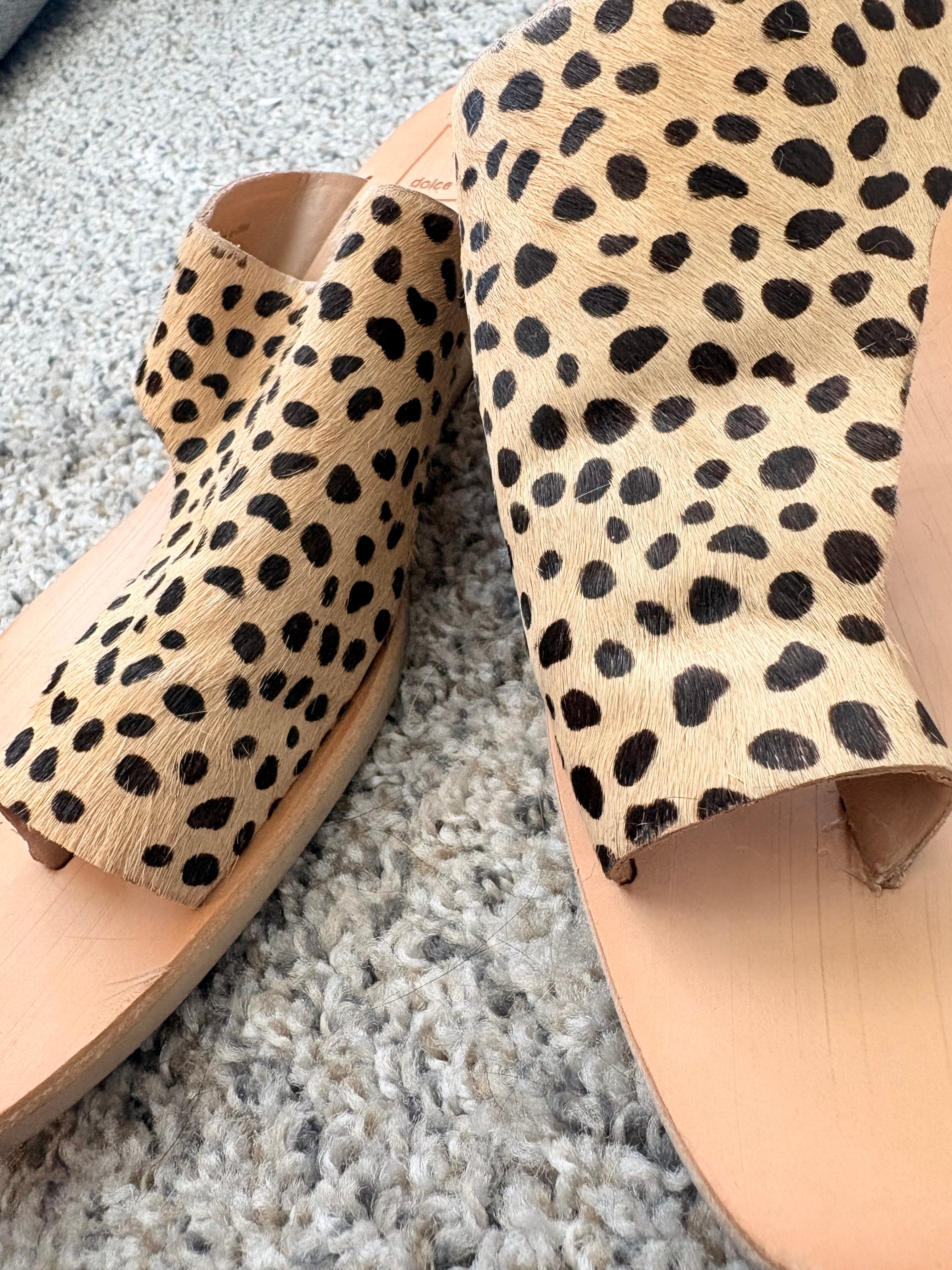 Dolce Vita Leopard Cow Hair Sandals