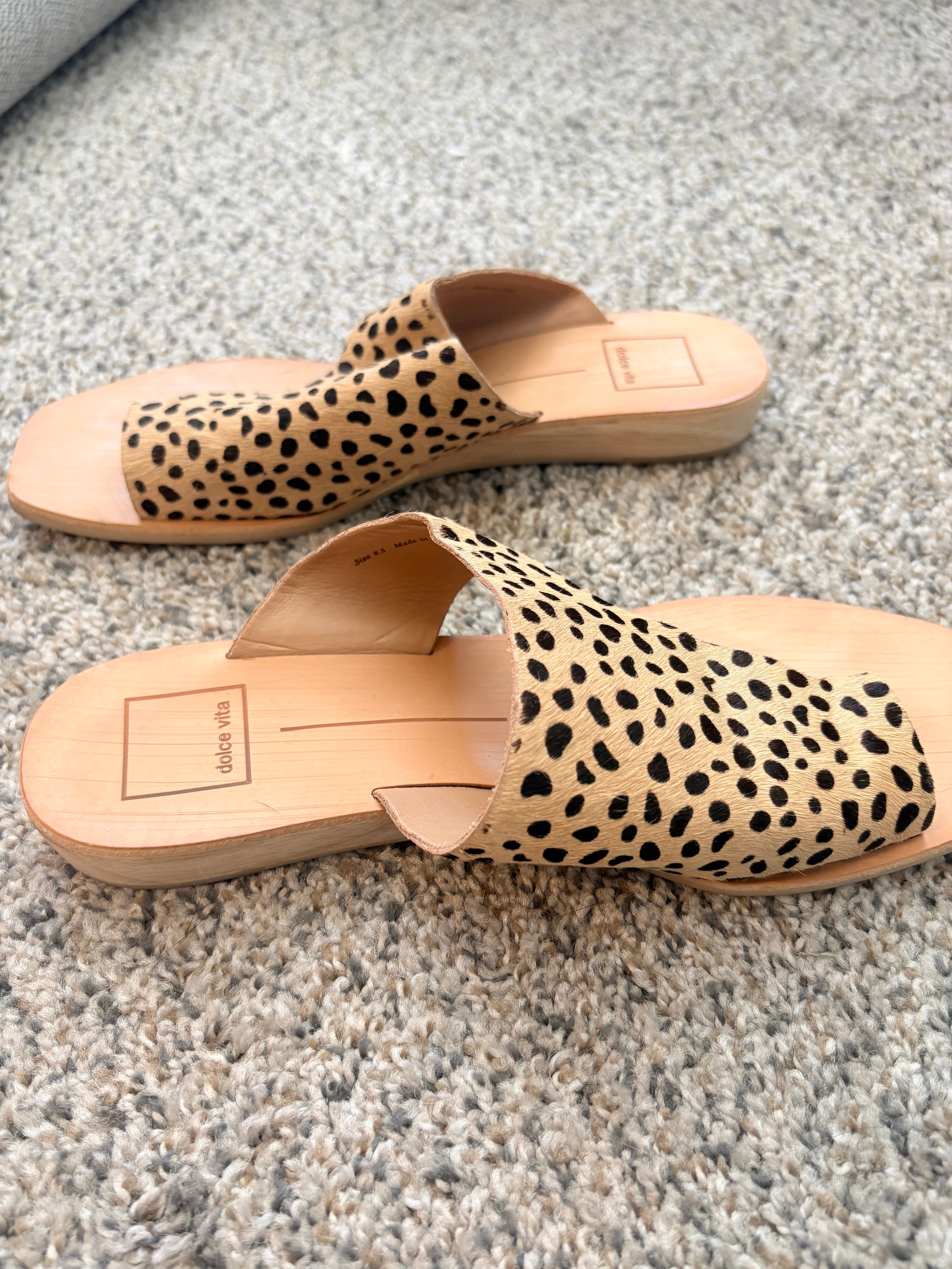 Dolce Vita Leopard Cow Hair Sandals