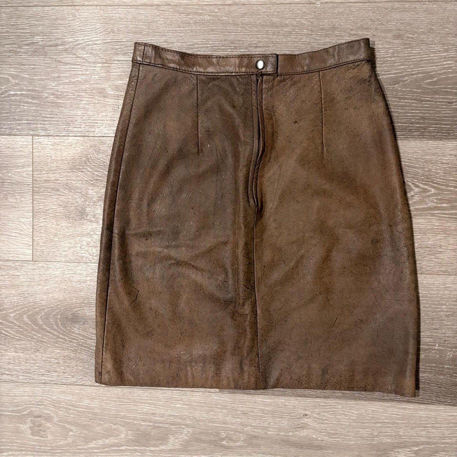 The Camel Leather Mini Skirt