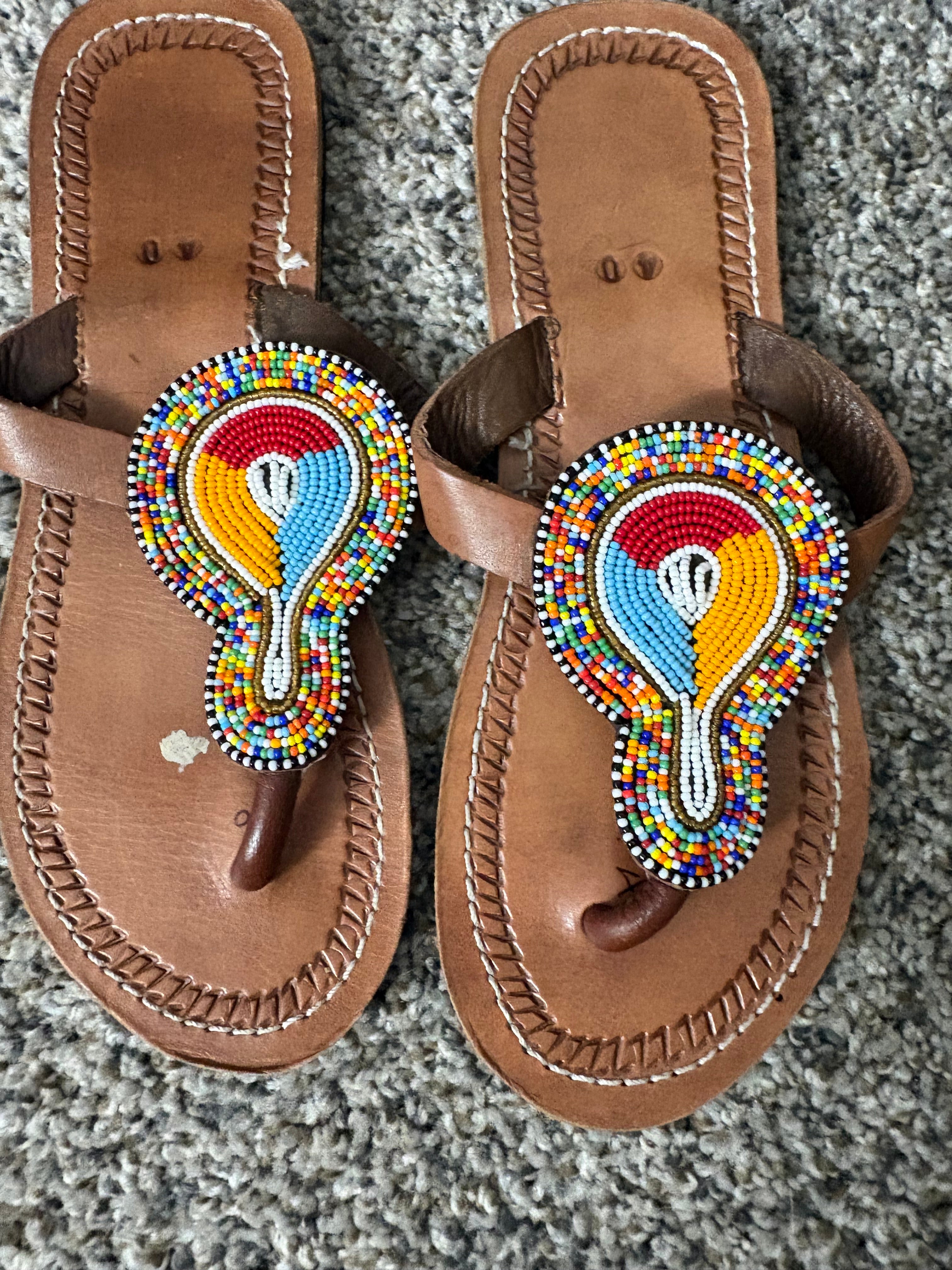 Handcrafted Maasai-Inspired Beaded Leather Sandals