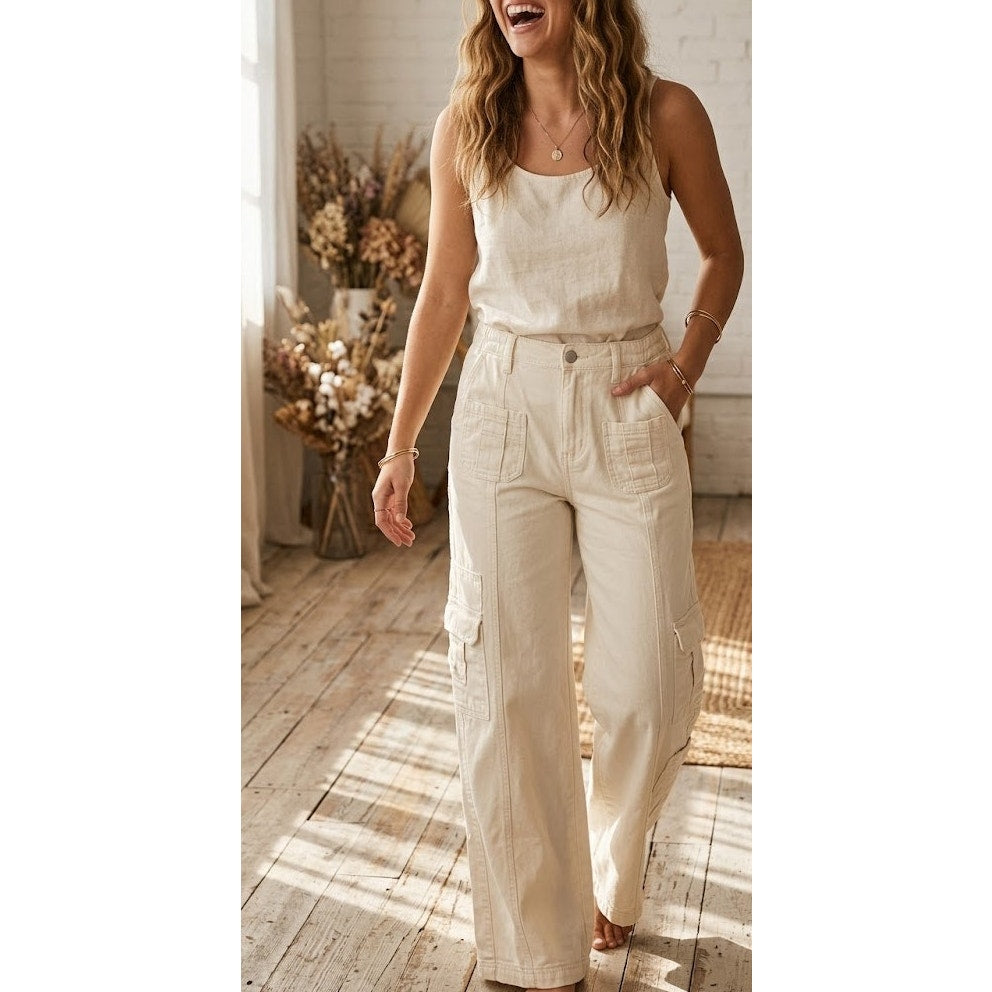 BDG White Cargo Pants – Y2K Wide Leg Utility Pants by Urban Outfitters