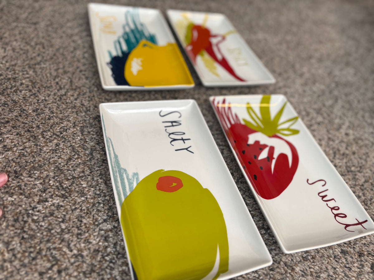 Second Wing Studio Crate and Barrel Set of 4 Appetizer Plates - Kitchen & Dining Kitchen