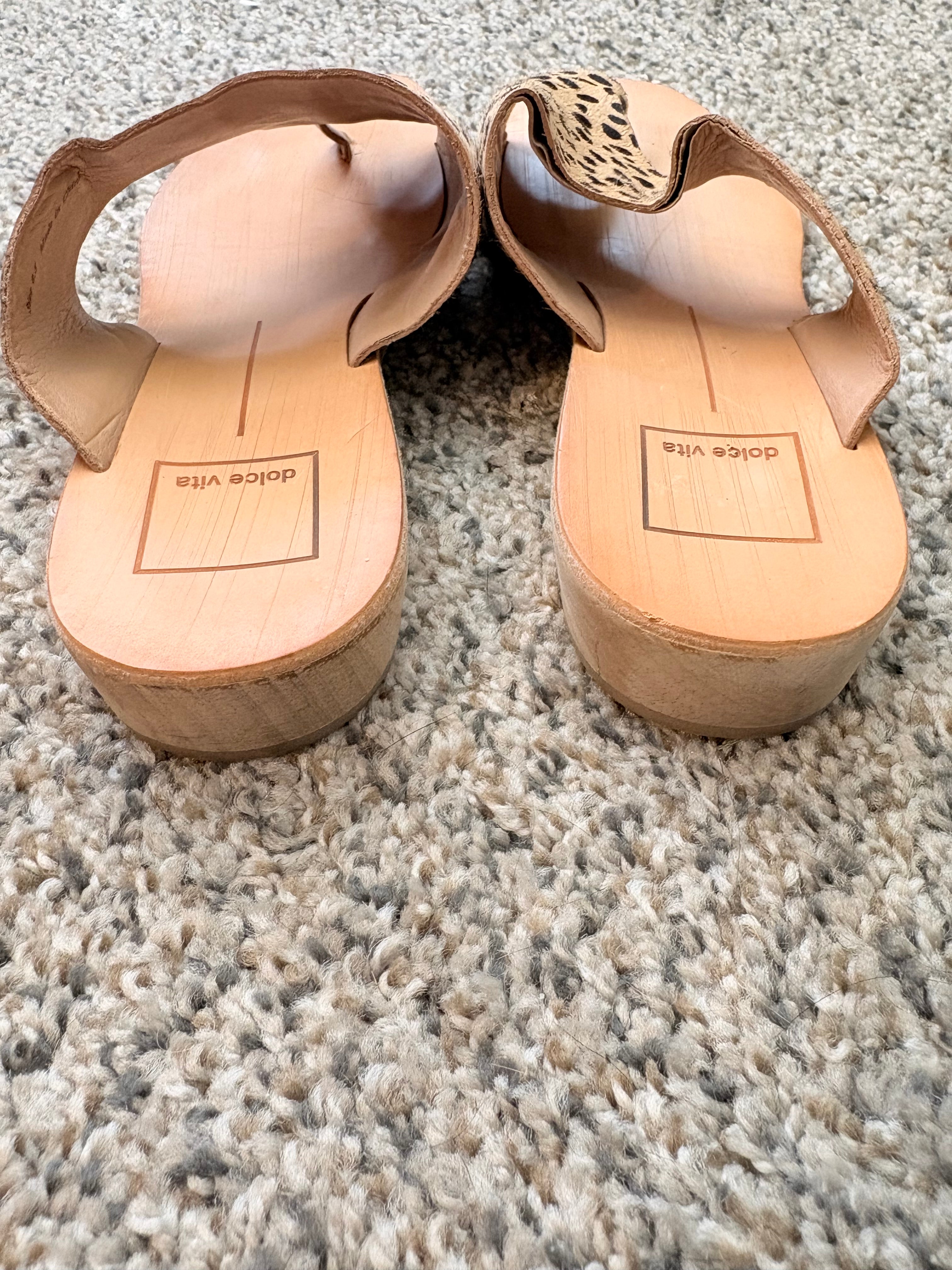 Dolce Vita Leopard Cow Hair Sandals