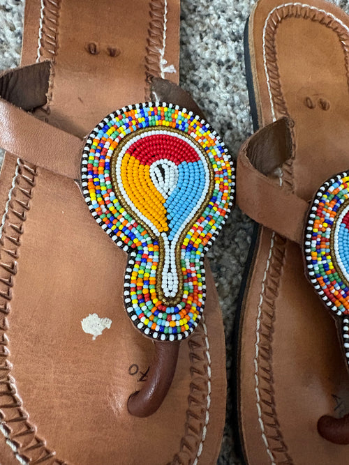 Handcrafted Maasai-Inspired Beaded Leather Sandals