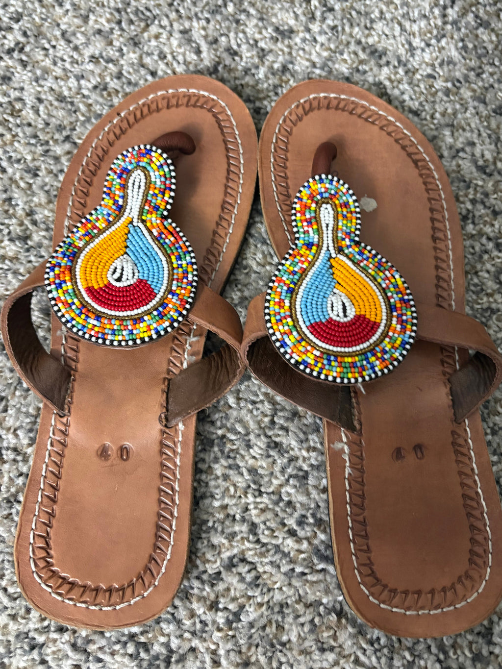 Handcrafted Maasai-Inspired Beaded Leather Sandals