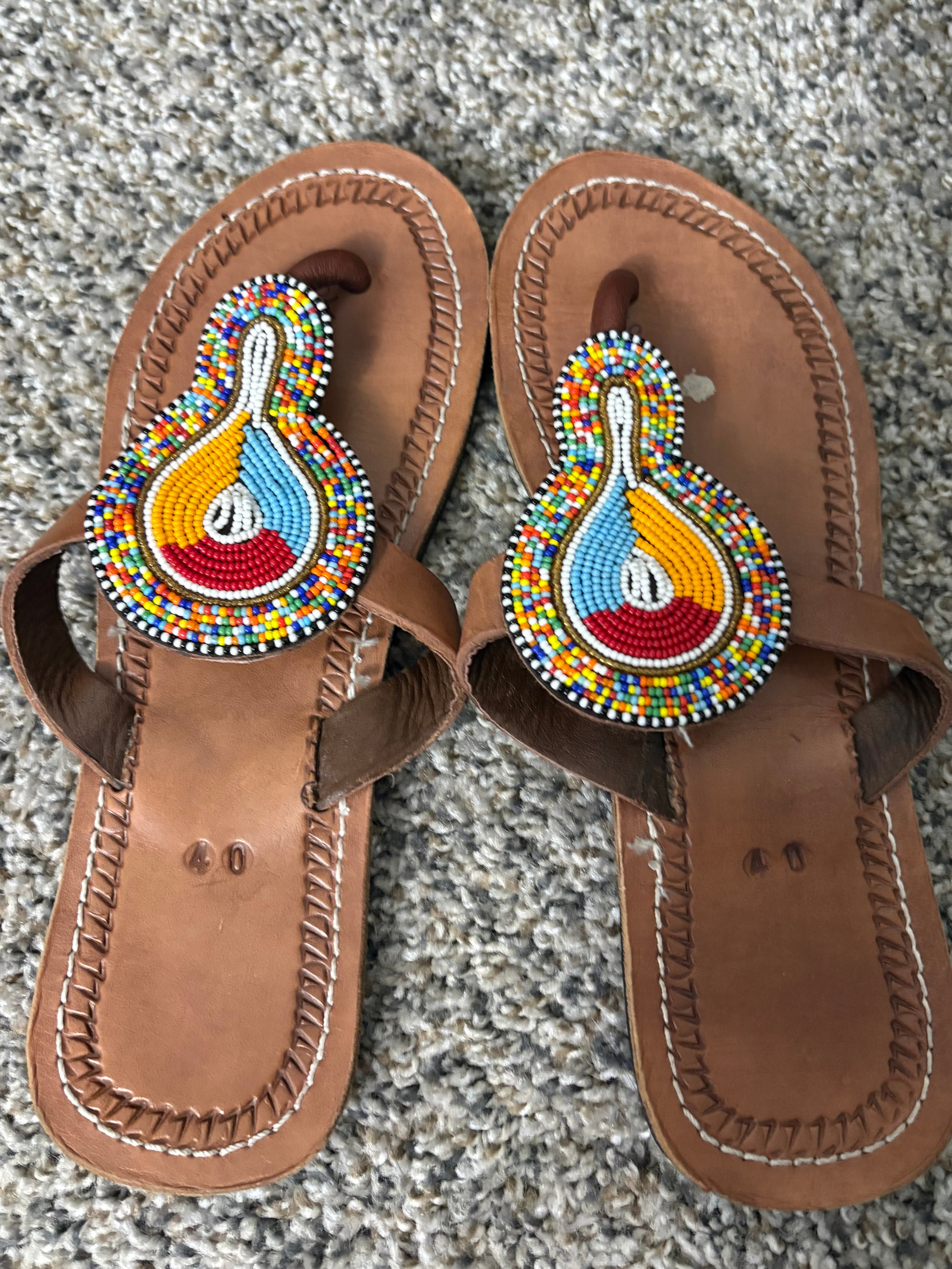 Handcrafted Maasai-Inspired Beaded Leather Sandals