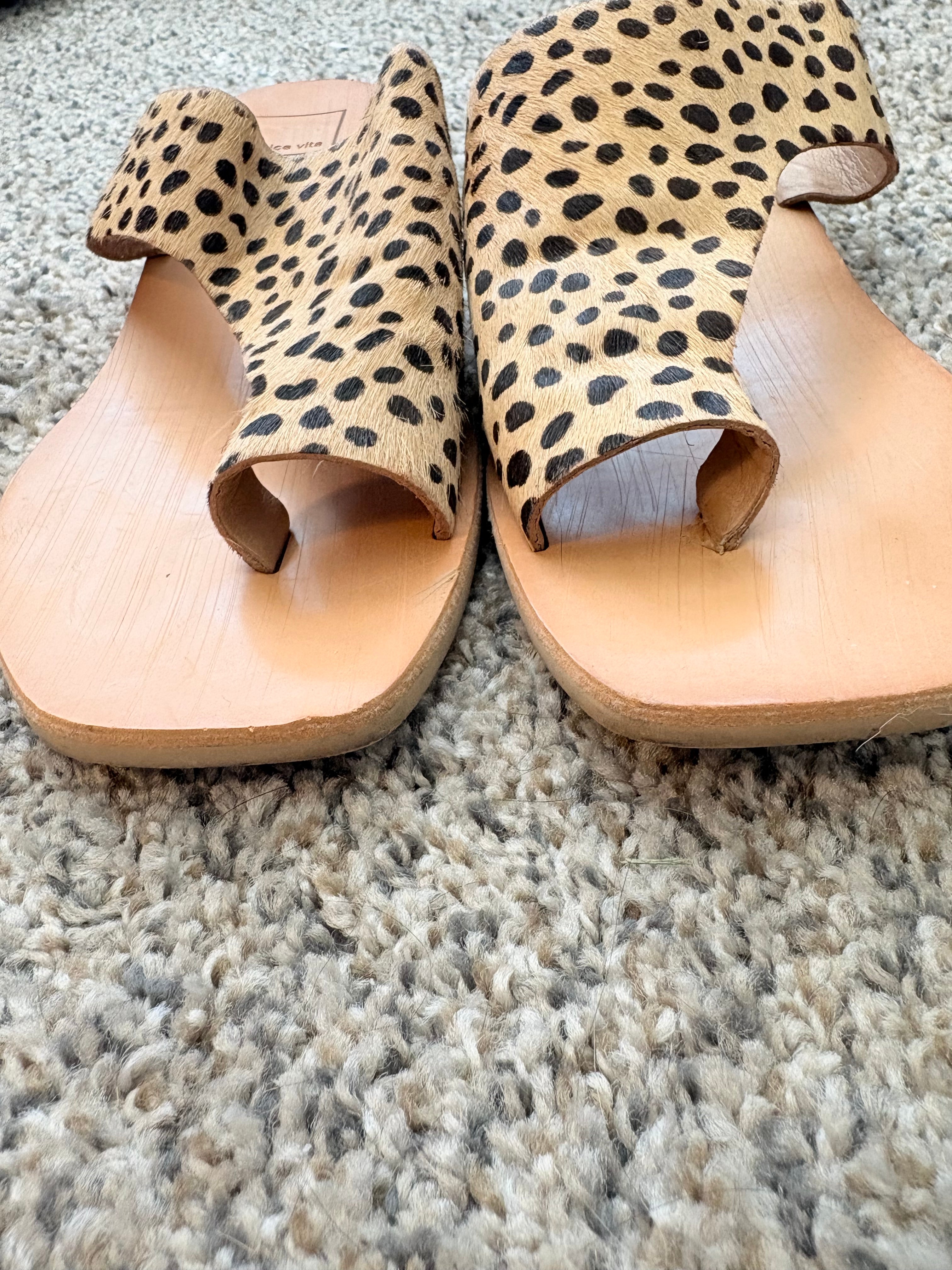 Dolce Vita Leopard Cow Hair Sandals