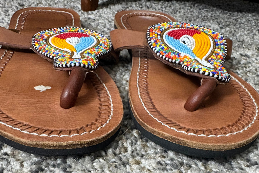 Handcrafted Maasai-Inspired Beaded Leather Sandals