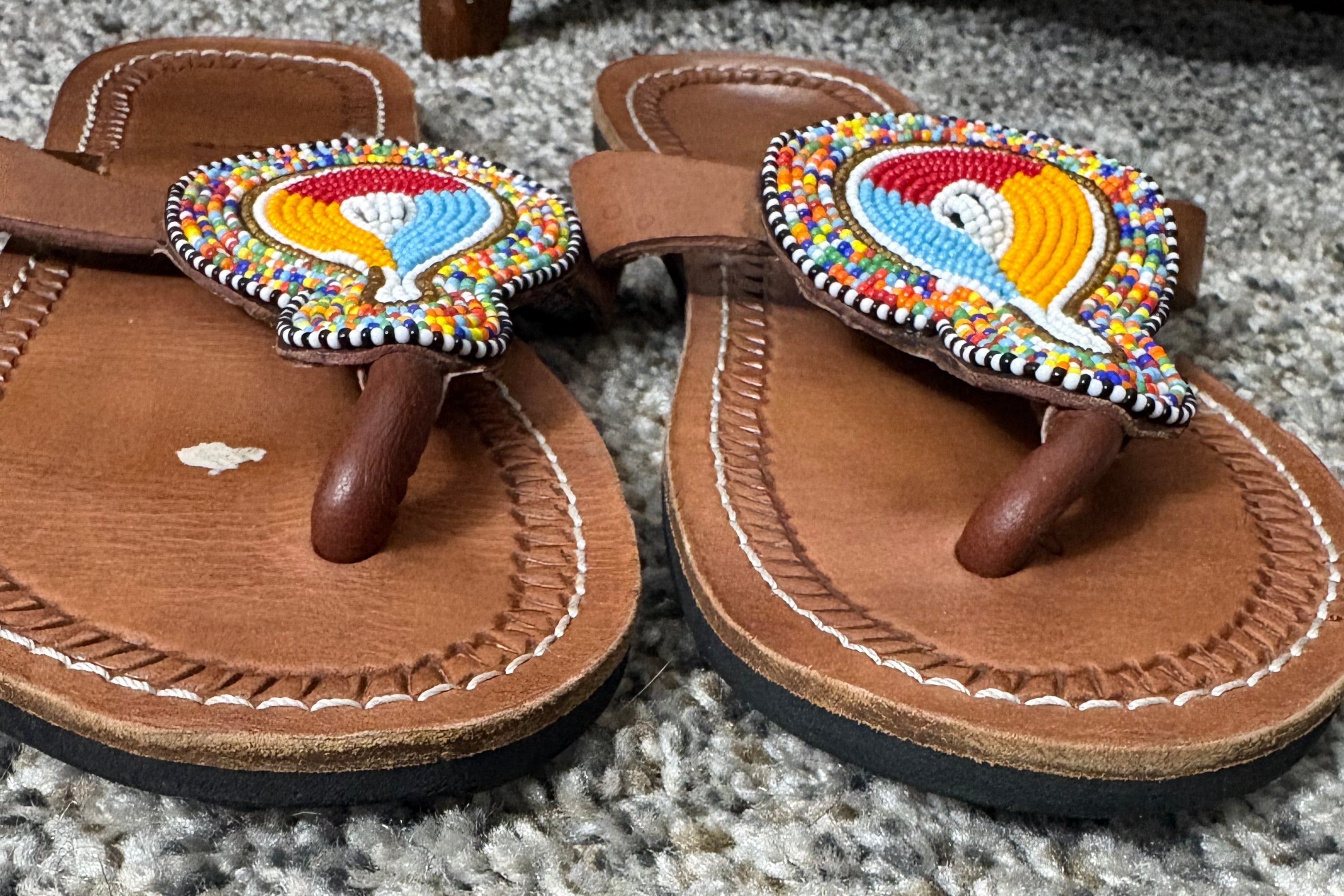 Handcrafted Maasai-Inspired Beaded Leather Sandals