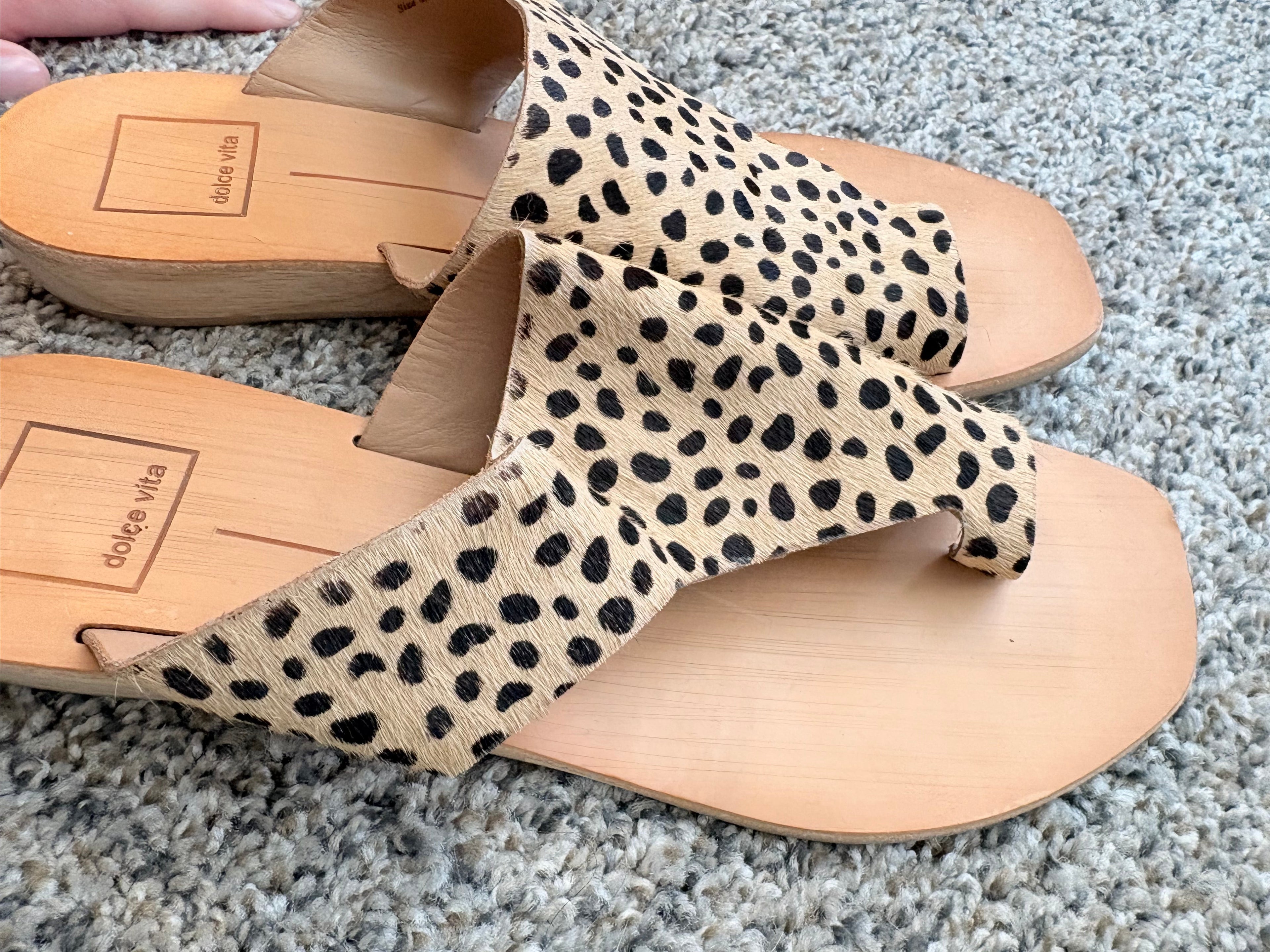 Dolce Vita Leopard Cow Hair Sandals