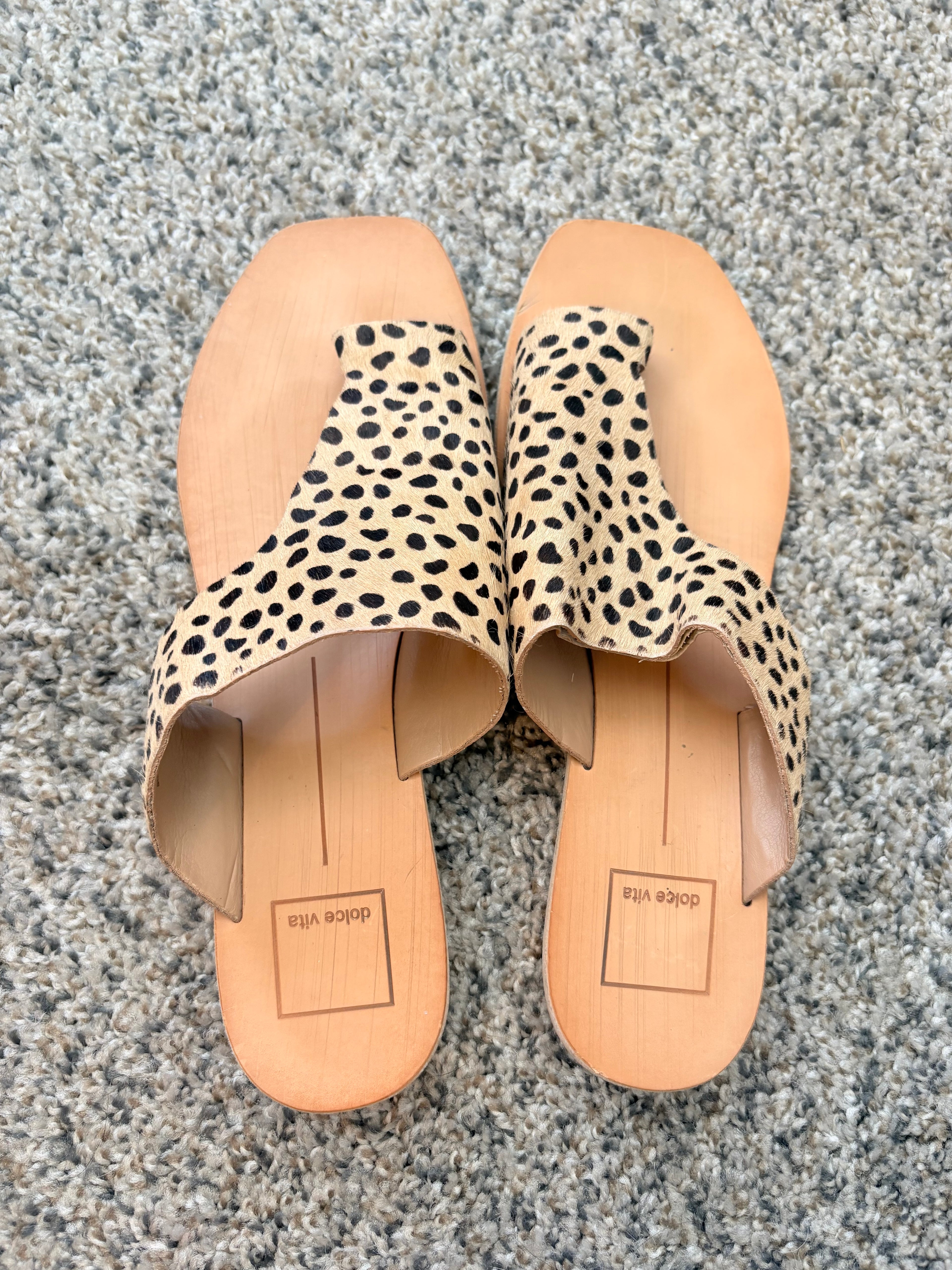Dolce Vita Leopard Cow Hair Sandals