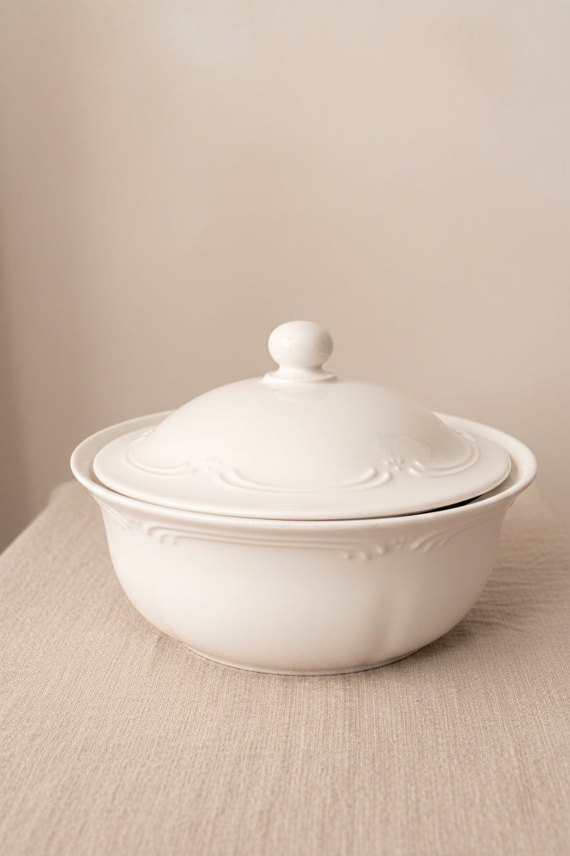 The White Filigree Casserole Dish