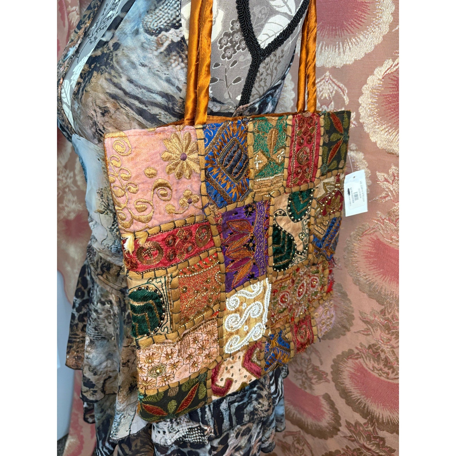 The Kaleidoscope Tote- Vintage Indian Banjara Beaded Patchwork Bag
