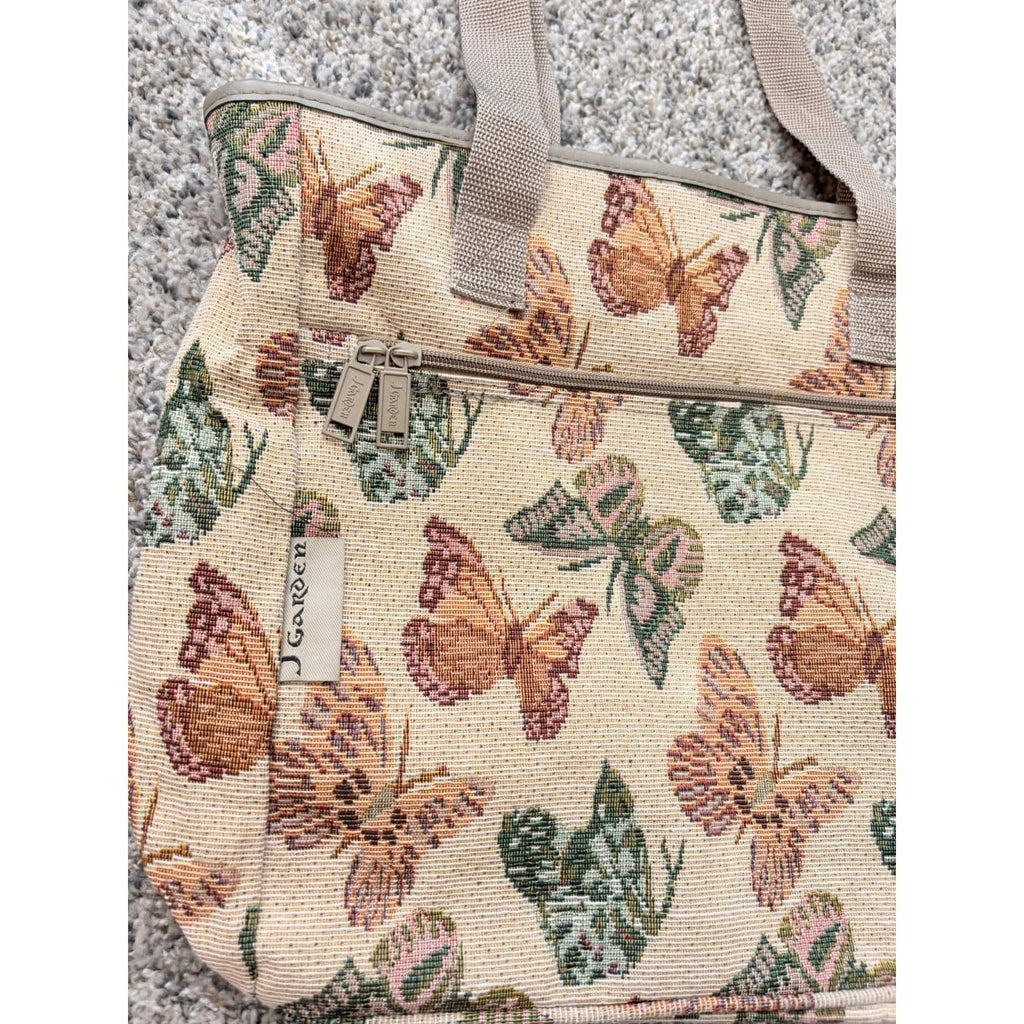 Vintage 90s Butterfly Tapestry Canvas Tote Bag by J Garden