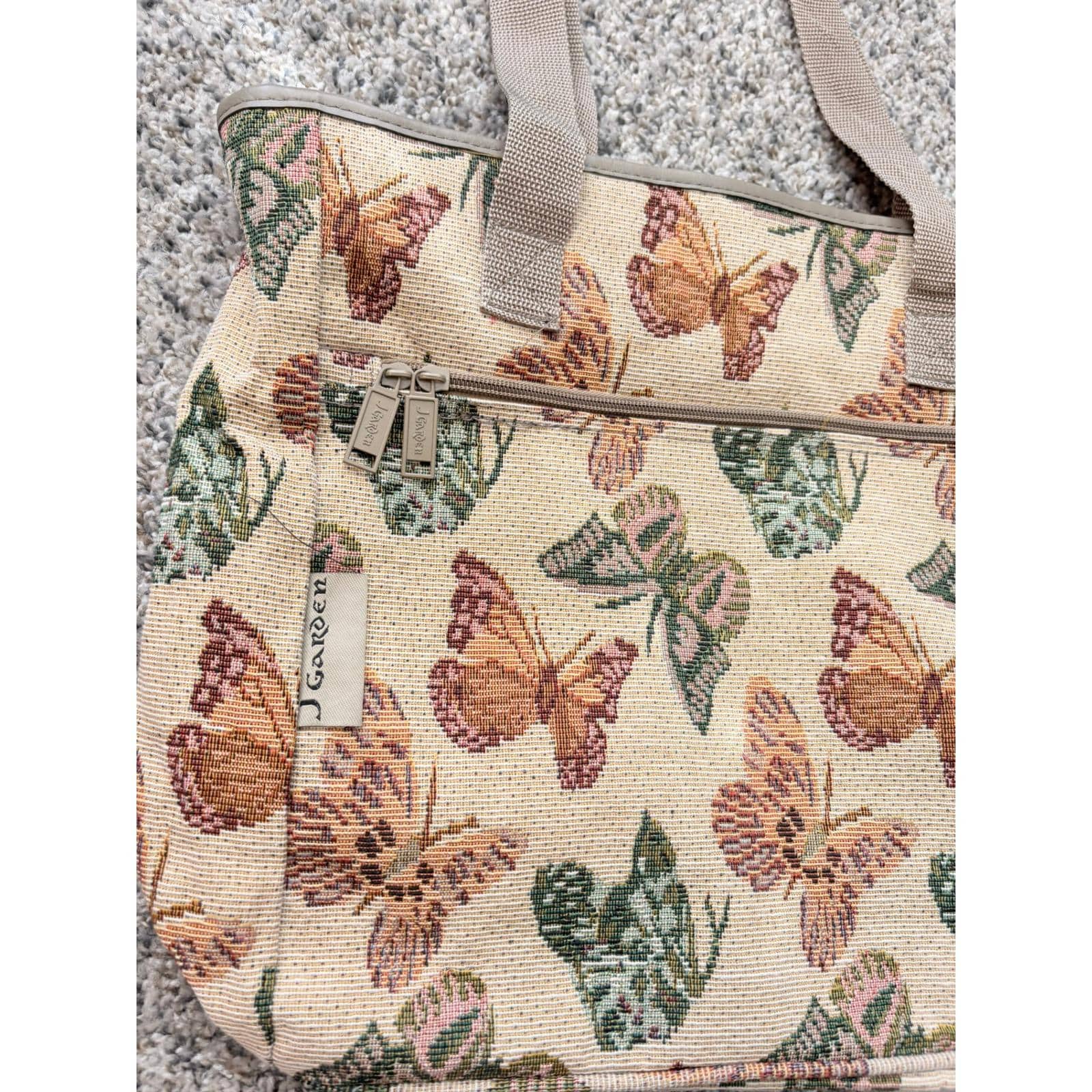 Vintage 90s Butterfly Tapestry Canvas Tote Bag by J Garden
