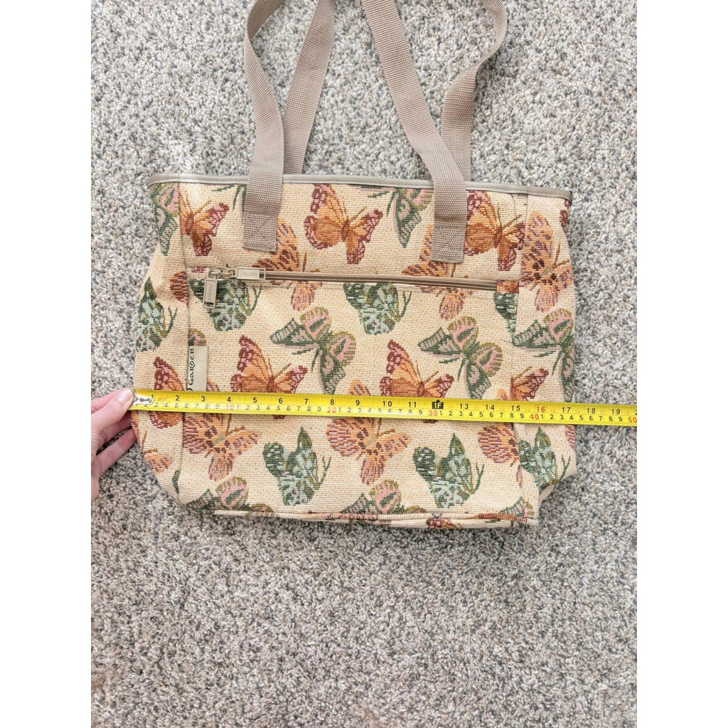 Vintage 90s Butterfly Tapestry Canvas Tote Bag by J Garden