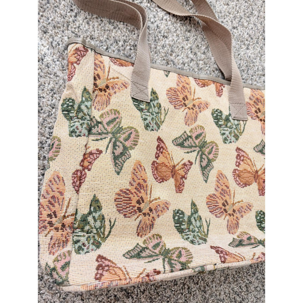 Vintage 90s Butterfly Tapestry Canvas Tote Bag by J Garden