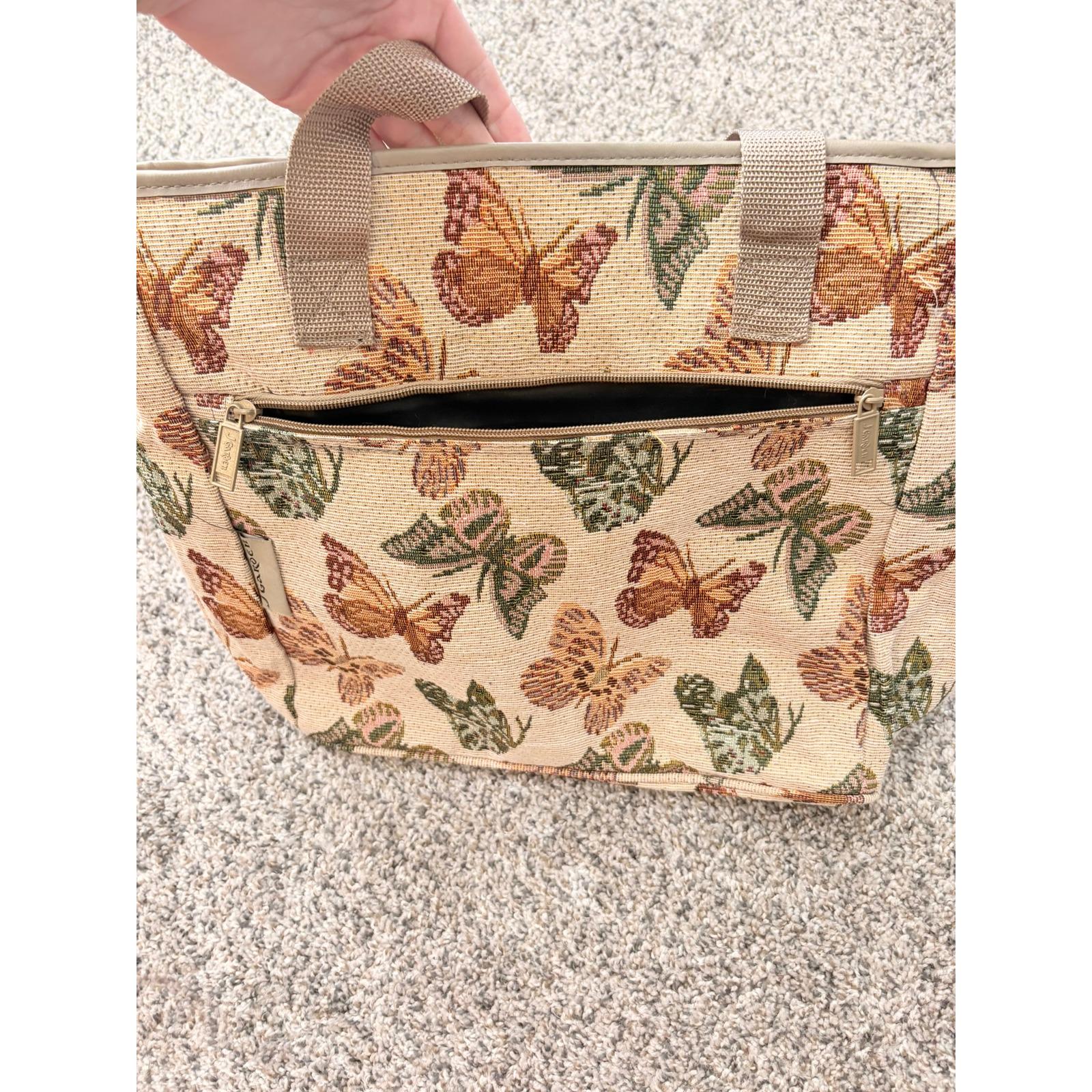 Vintage 90s Butterfly Tapestry Canvas Tote Bag by J Garden