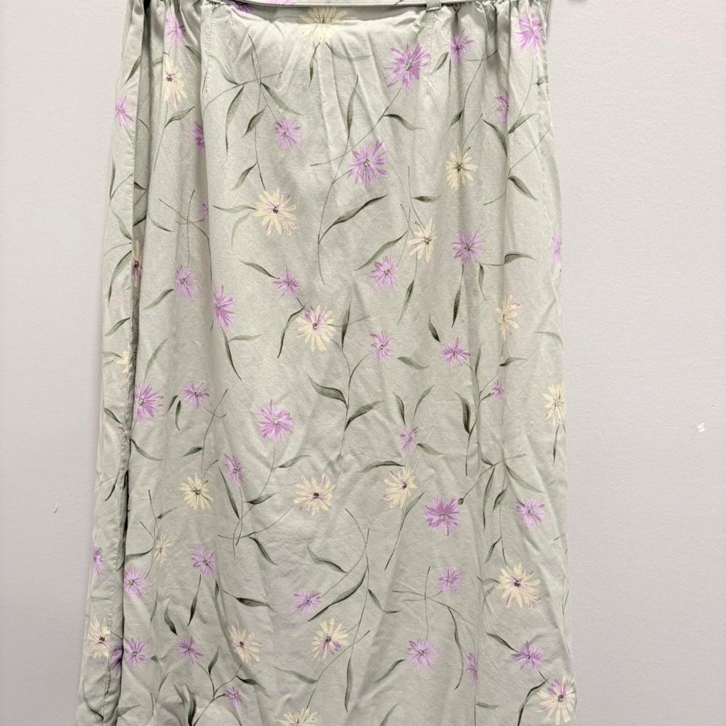 Floral-patterned skirt on a gray background