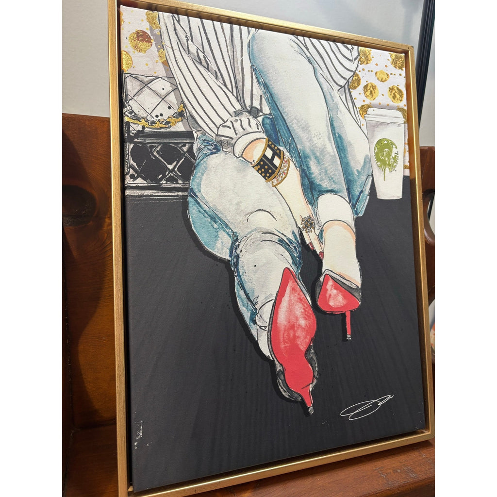 The Coffeehouse Muse Framed Canvas Wall Art