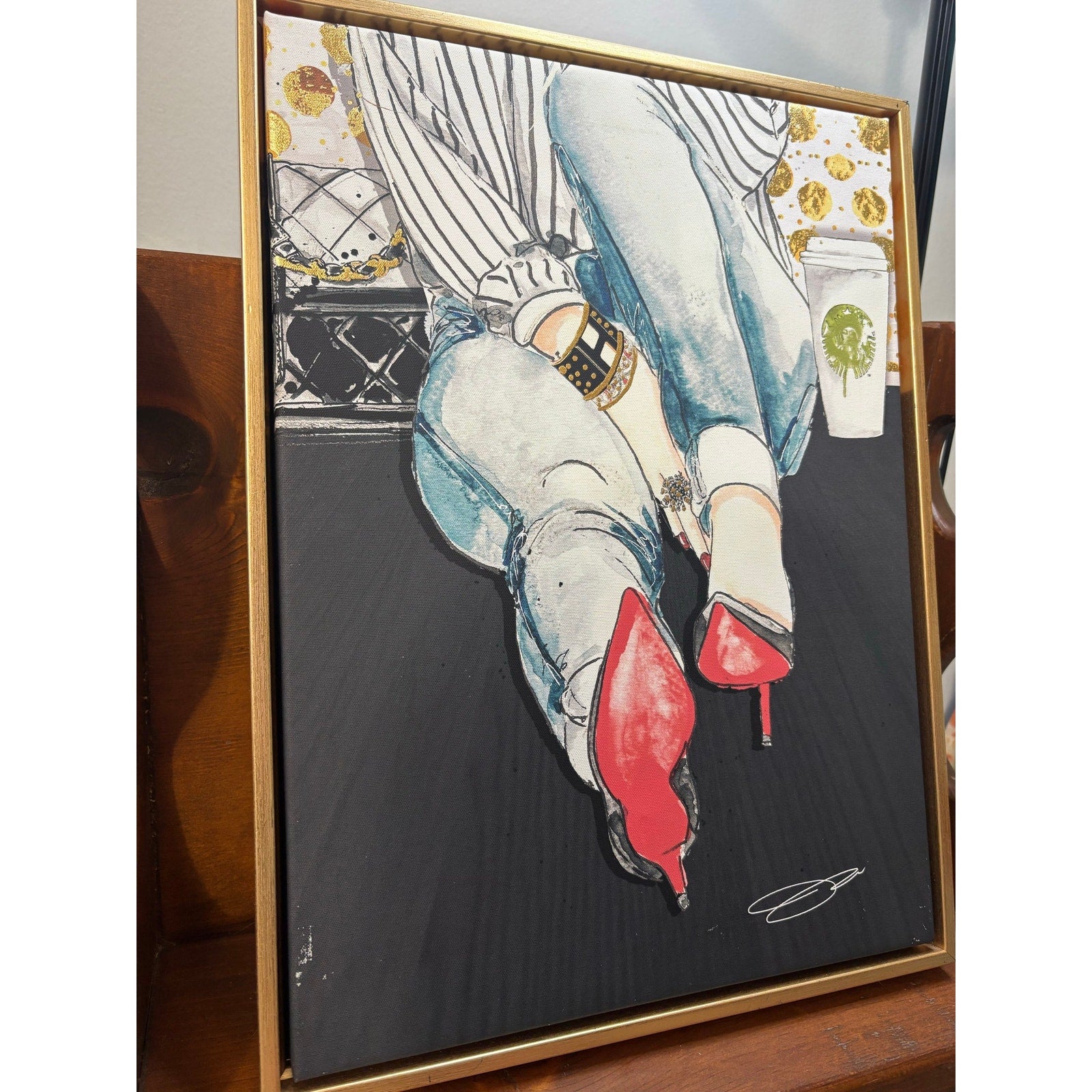 The Coffeehouse Muse Framed Canvas Wall Art