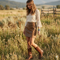 The Camel Leather Mini Skirt