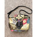 1980s Vintage NAS Bucket Bag: Leather Patchwork Crossbody Bag